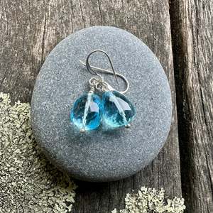 Faceted blue topaz earrings