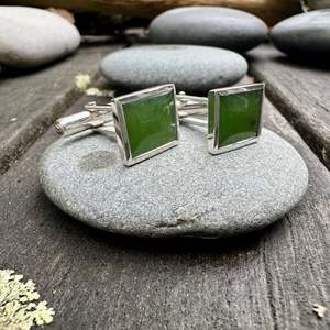New Zealand greenstone cuff links