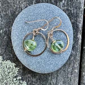 peridot with rutiles earrings