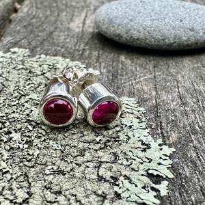 Lab grown ruby studs