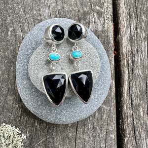 Stud Earrings: Black onyx & turquoise earrings