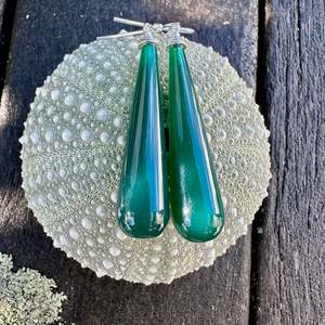 green agate drop earrings