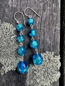 Vintage 4 tier czech foil earrings