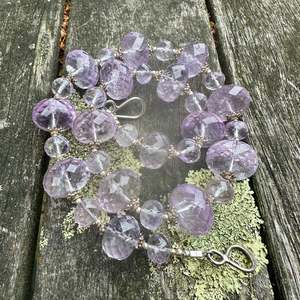 Faceted amethyst rondel necklace