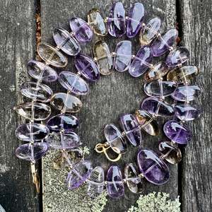 Amethyst & citrine smooth nugget necklace