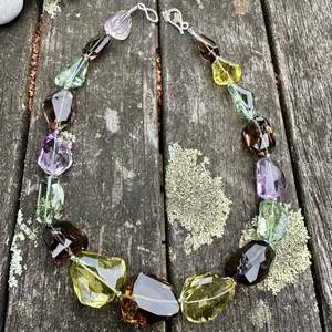 Necklaces: Amethyst, smoky quartz prasiolite chunk necklace