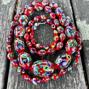 Red Vintage Venetian Millefiore Necklace