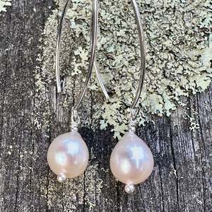 Pearls: white freshwater pearl drop earrings