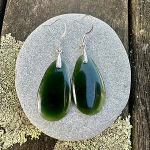Shop All: Small wide & dark NZ greenstone earrings
