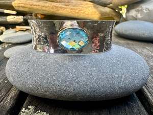Half Price: Hammered blue topaz cuff