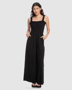 Womens Playsuits Overalls: Womens Just Passing By Smocked Jersey Jumpsuit