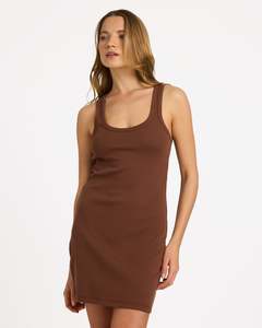 Womens Mini Dresses: Womens Base Rib Mini Dress