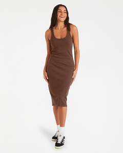Womens Dresses: Women Base Rib Midi Dress