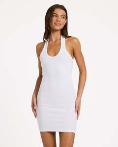 Womens Dresses: Womens Base Rib Halter Mini Dress