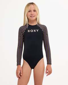 Full Price: Girls 8-16 Active Stripe Long Sleeve One Piece Swimsuit