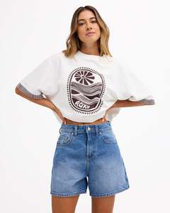 Womens Morning Splendour Mid Denim Shorts