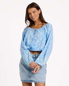 Womens Cactus Flower Long Sleeve Top