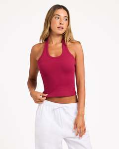Womens Singlets Tanks: Womens Base Rib Halter Tank Top