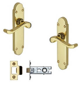 Lever Handles: Heritage Lever Door Handles And Latch - Polished Brass