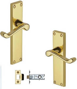 Victorian Lever Door Handles With Latch - Polished Brass