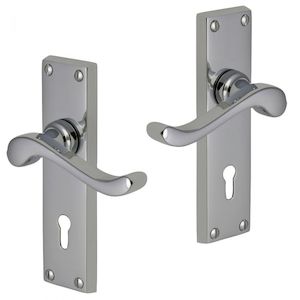 Victorian Lever Door Handles With Keyhole - Chrome