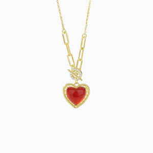 Necklaces: Adeline Red Agate Heart Necklace