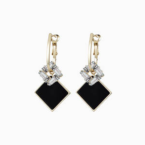 Earrings: Tiana Black Square Hoop Earrings