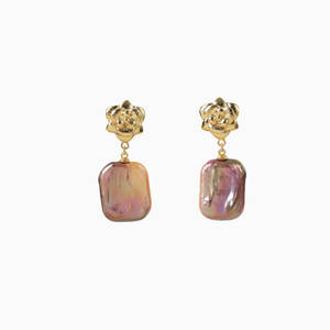 Earrings: Violet Square Baroque Pearl Earrings