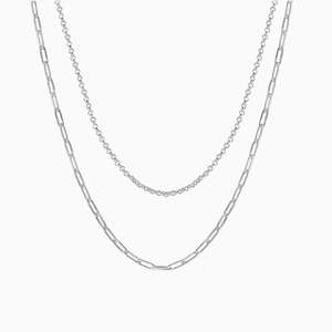 Cassey Layered Chain Necklace in s925 with rhodium plating