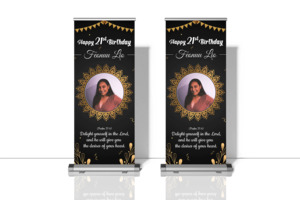 Roll Up Banner With Free Professional Custom Design For 21st Birthday - R&R Gall&hellip;