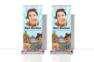 Roll Up Banner With Free Professional Custom Design For 1st Birthday - R&R Galle&hellip;