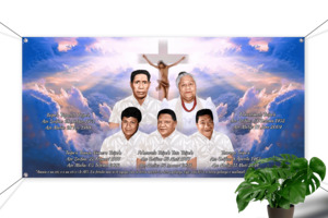 Products: Five Faces Digital Painting On Banner - R&R Gallery Custom Banners & Digital Oil Paintings NZ Free Design Service