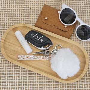 Decor And Gifts: Sienna - Slim Wristlet Keychain With White Pompom