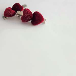 Velvet Luxe: RESTOCKED - 4CM Ribbed Velvety Heart Clip Pairs (12 Colour Choices)