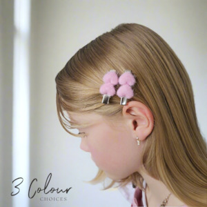 Velvet Luxe: 4cm Warm Fuzzy Heart Clip Pairs (3 Colour Choices)