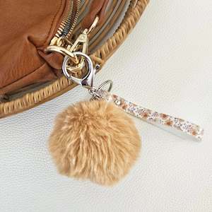Sienna - Slim Wristlet Keychain With Spice Pompom