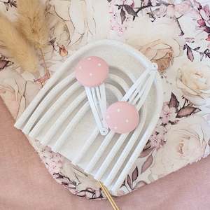 Gingham Stripes Spots Plaids: Warm Pink Pindot Snap Clip Pairs