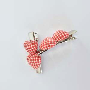 4cm Plaid Heart Clip Duos - 2 Colour Choices