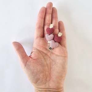 4cm Corduroy Heart Clip Duos - 3 Colour Choices