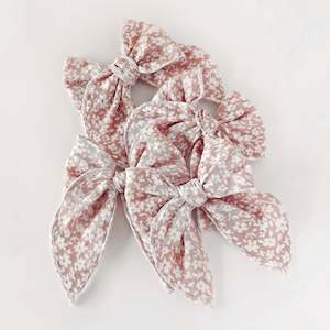 Sailor Style Bows: Large Dusky Pink Floral Muslin Bow