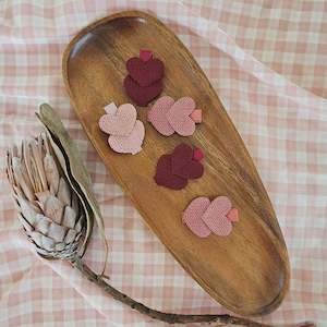 Single 5cm Two Applique Hearts Clips - 6 Colour Choices