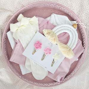 3 Piece Crochet Flower Set - Pink Coconut Ice