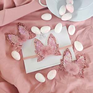 Into The Wild: Rosehip Glitter And Liberty Print Bunny Bow Clips Or Headbands