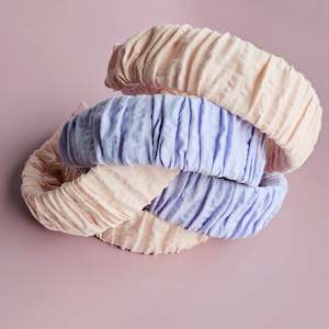 Cotton Seersucker 3.8cm Ruched Headbands (6 Colour Choices)