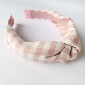 Blush Linen Gingham Knotted Headband