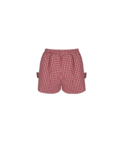 Sale Shorts: RAQUEL BOW SHORT PINK BURGUNDY GINGHAM