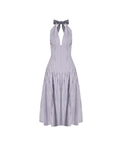 Maxi Dresses: RELAXE HALTER DRESS NAVY STRIPE