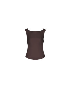 Firebird: FIREBIRD COWL SLEEVELESS TOP ESPRESSO