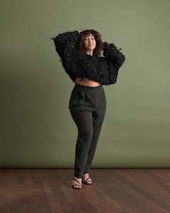 LIAM X GEO KNITS SLOW SWEATER KHAKI BLACK