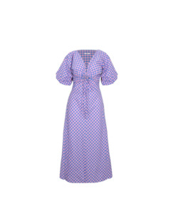 DONOVAN TIE DRESS PINK BLUE GINGHAM